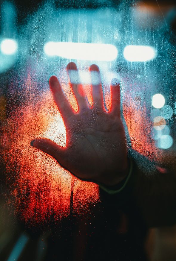 hand touching glass